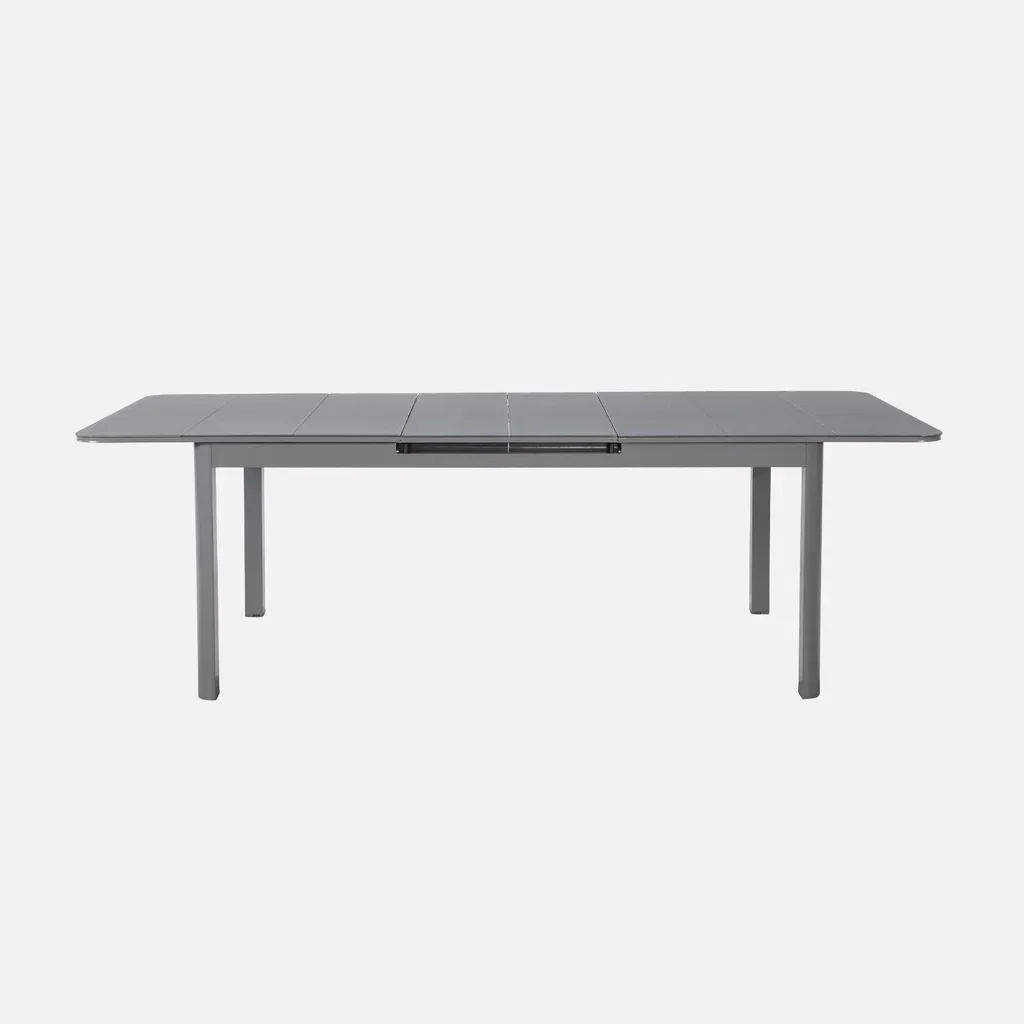 Mesa jardín extensible aluminio 8 personas cristal templado terraza comedor exterior
