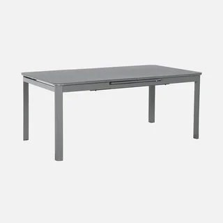 Mesa jardín extensible aluminio 8 personas cristal templado terraza comedor exterior