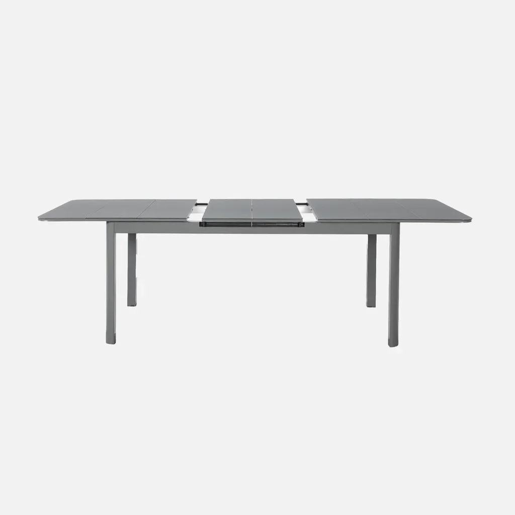 Mesa jardín extensible aluminio 8 personas cristal templado terraza comedor exterior
