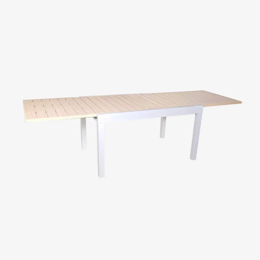 Mesa de jardín extensible aluminio blanco 8 personas Elora