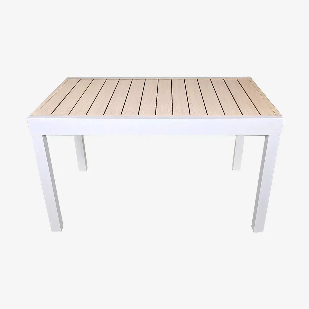 Mesa de jardín extensible aluminio blanco 8 personas Elora