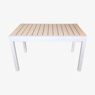 Mesa de jardín extensible aluminio blanco 8 personas Elora