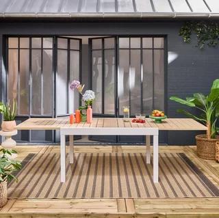 Mesa de jardín extensible aluminio blanco 8 personas Elora