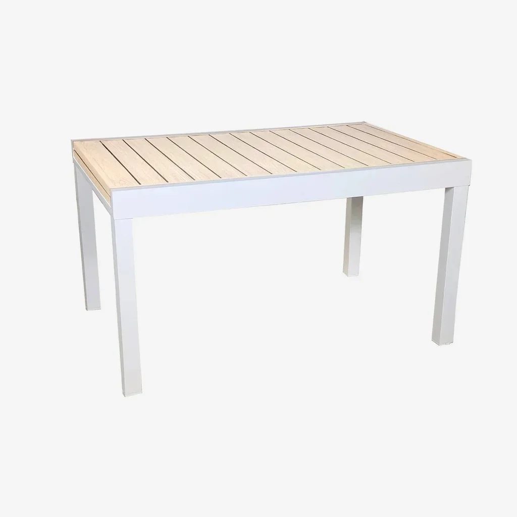 Mesa de jardín extensible aluminio blanco 8 personas Elora