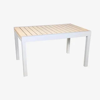 Mesa de jardín extensible aluminio blanco 8 personas Elora