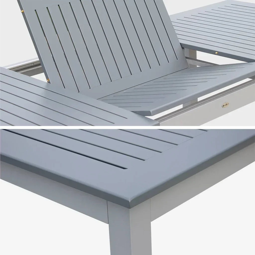 Mesa jardín extensible aluminio 8 personas Chicago gris claro