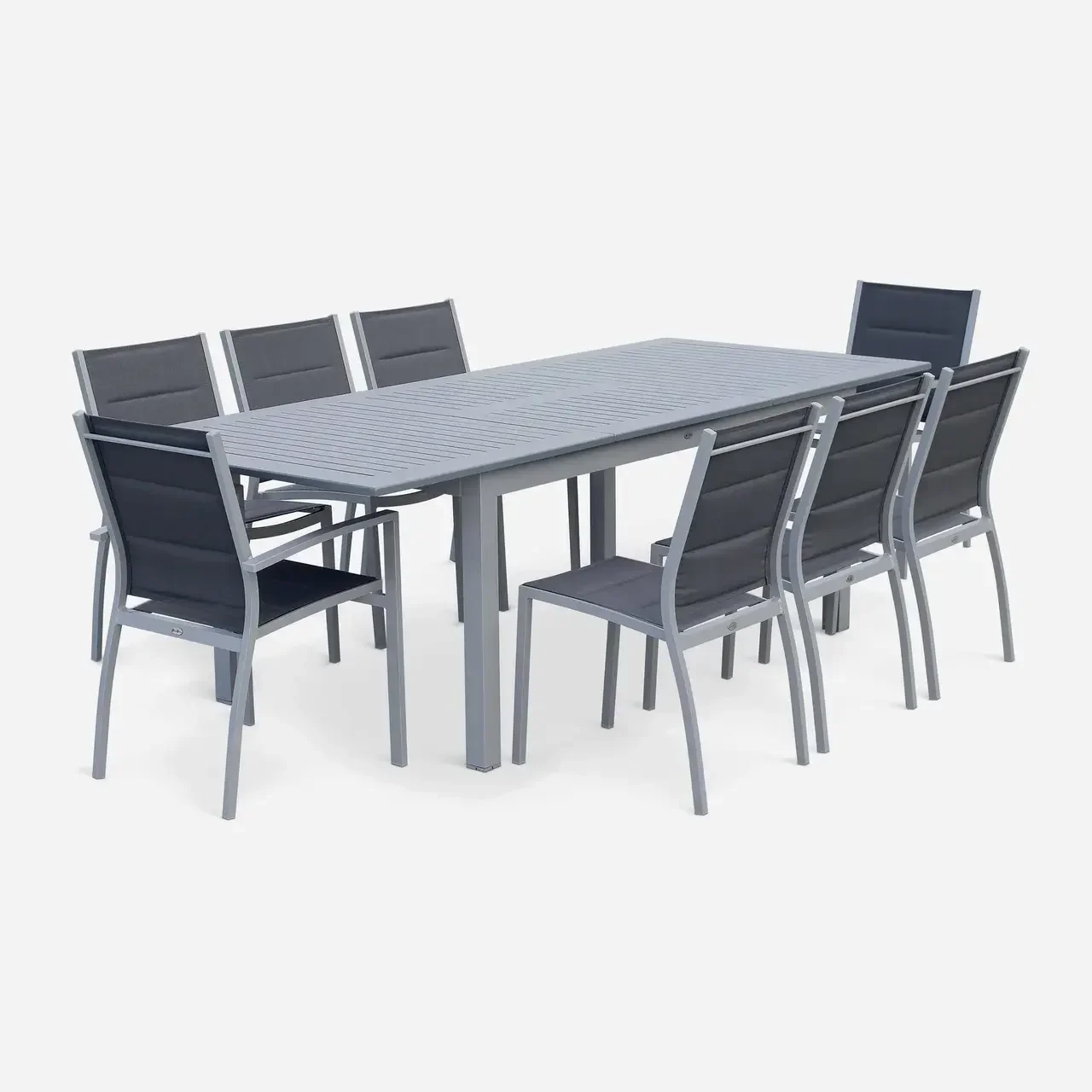 Mesa jardín extensible aluminio 8 personas Chicago gris claro
