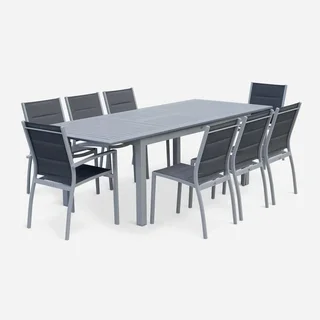 Mesa jardín extensible aluminio 8 personas Chicago gris claro