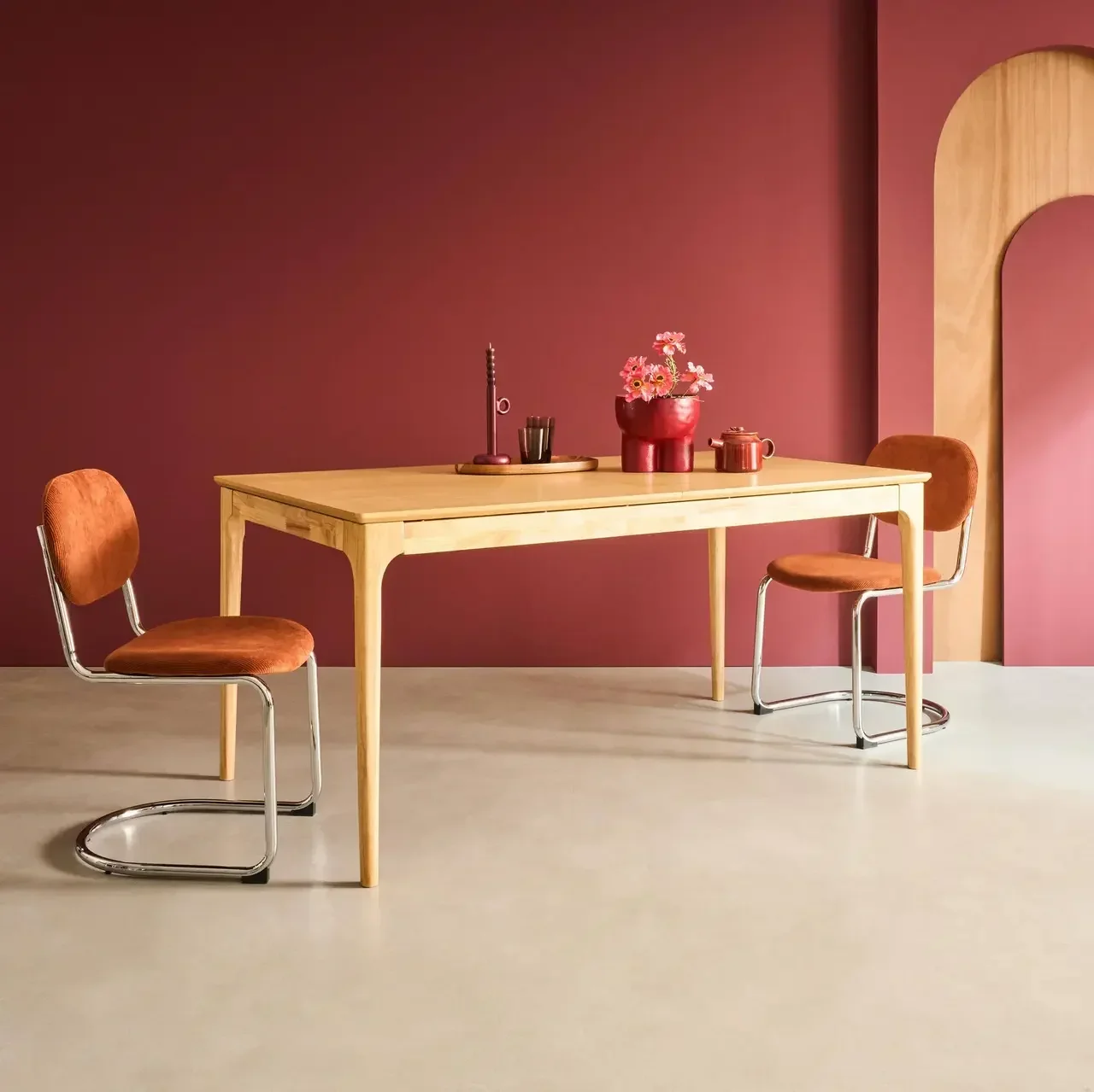 Table extensible Elena 6-8 places hévéa massif et frêne