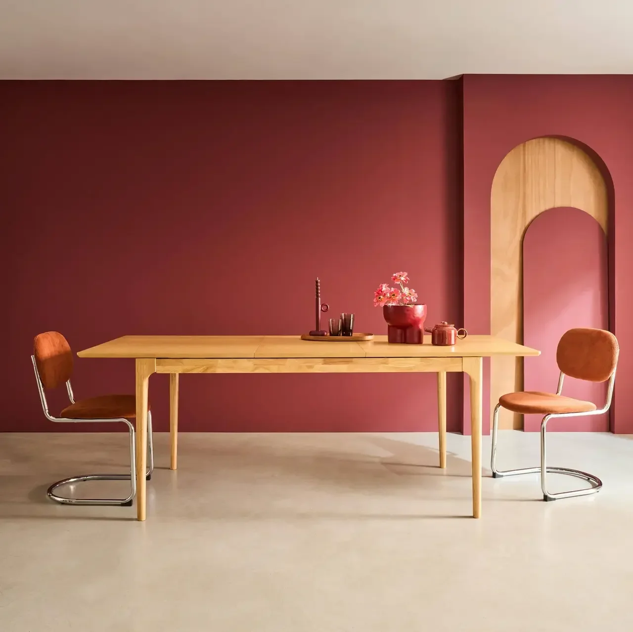Table extensible Elena 6-8 places hévéa massif et frêne