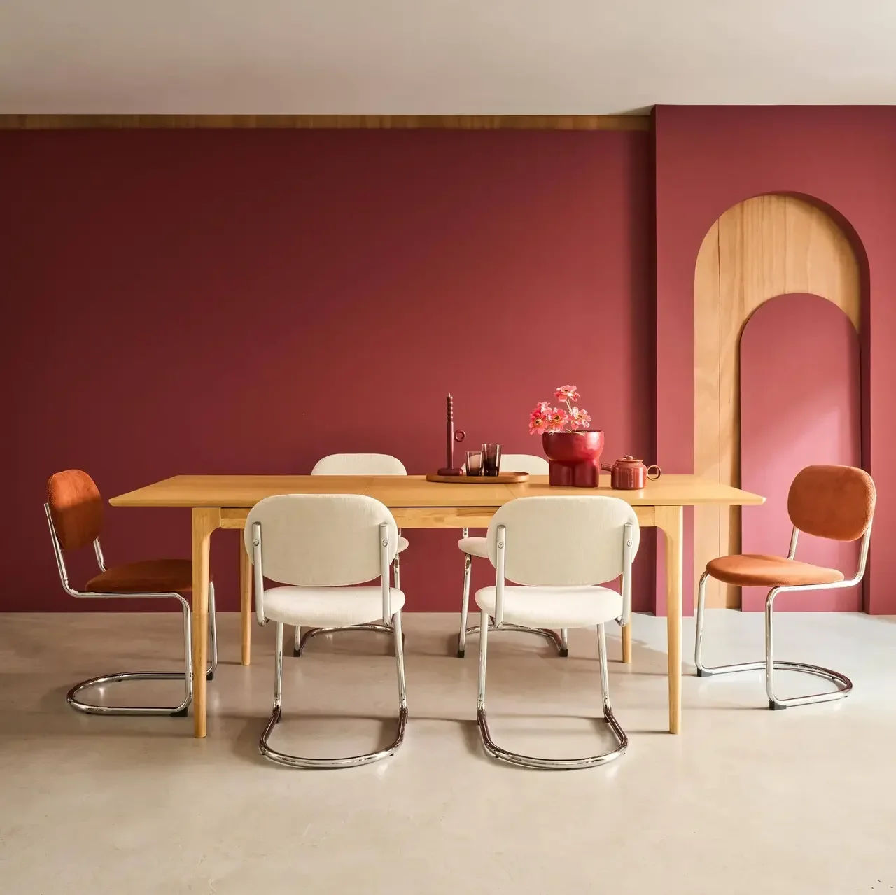 Table extensible Elena 6-8 places hévéa massif et frêne