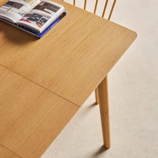 Table extensible rectangulaire hévéa massif et chêne 4-6 personnes Lina