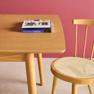 Table extensible rectangulaire hévéa massif et chêne 4-6 personnes Lina