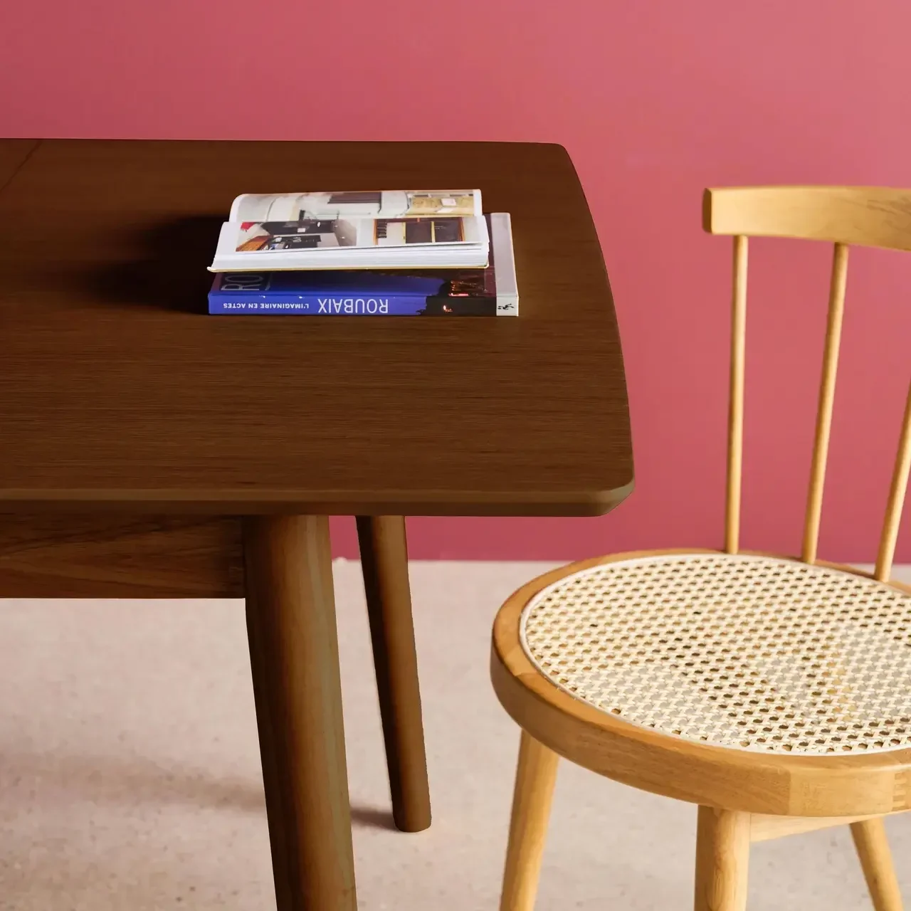 Table extensible rectangulaire bois hévéa et chêne 4-6 personnes Lina