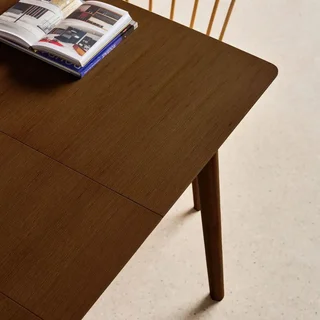 Table extensible rectangulaire bois hévéa et chêne 4-6 personnes Lina