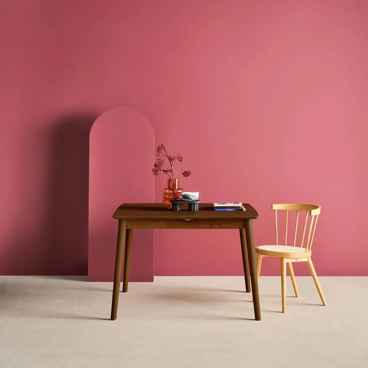 Table extensible rectangulaire bois hévéa et chêne 4-6 personnes Lina