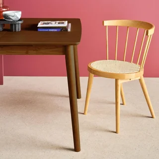 Table extensible rectangulaire bois hévéa et chêne 4-6 personnes Lina
