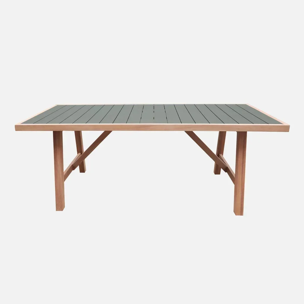 Tavolo giardino 6 persone legno hevea alluminio Eldora