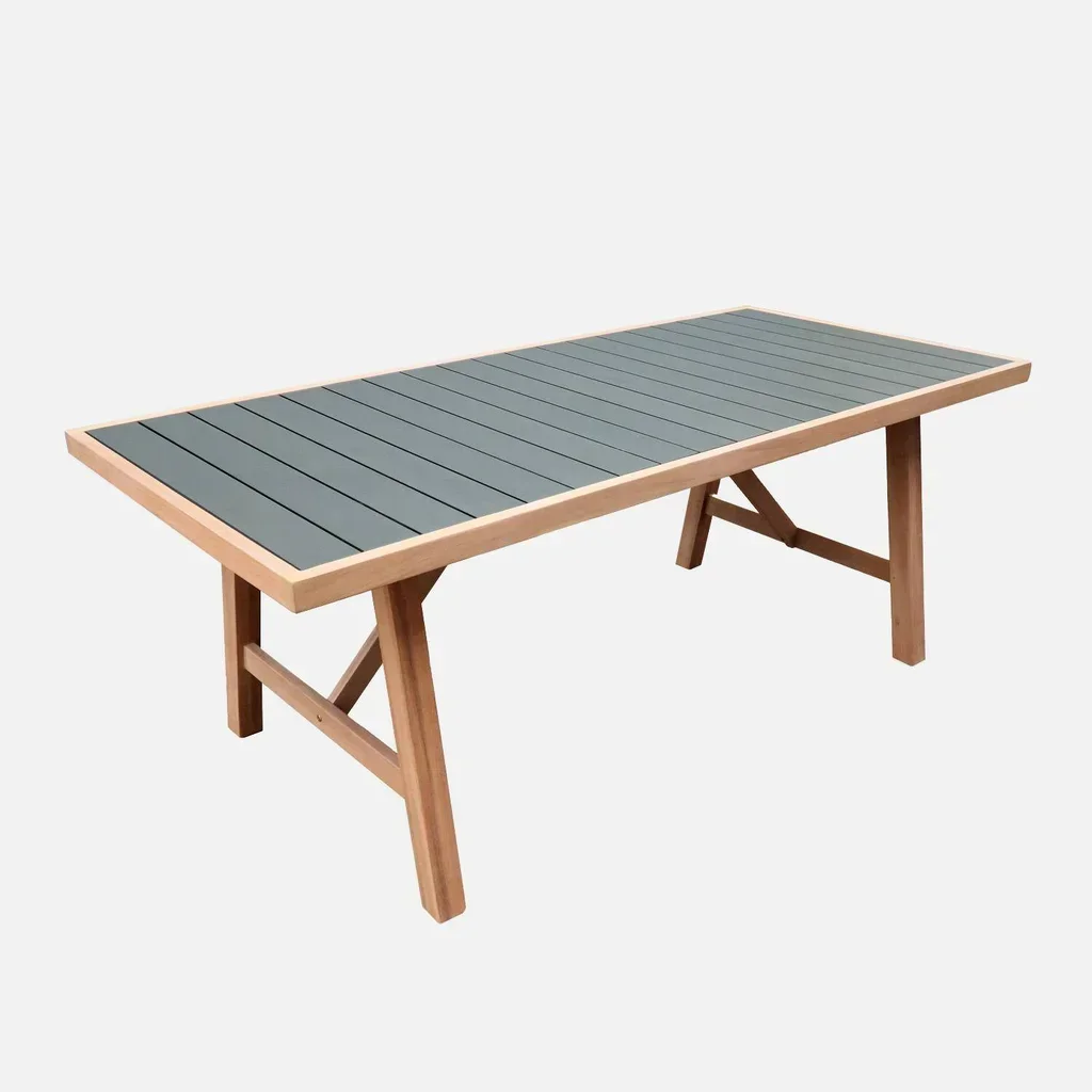 Tavolo giardino 6 persone legno hevea alluminio Eldora