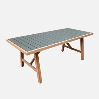 Tavolo giardino 6 persone legno hevea alluminio Eldora