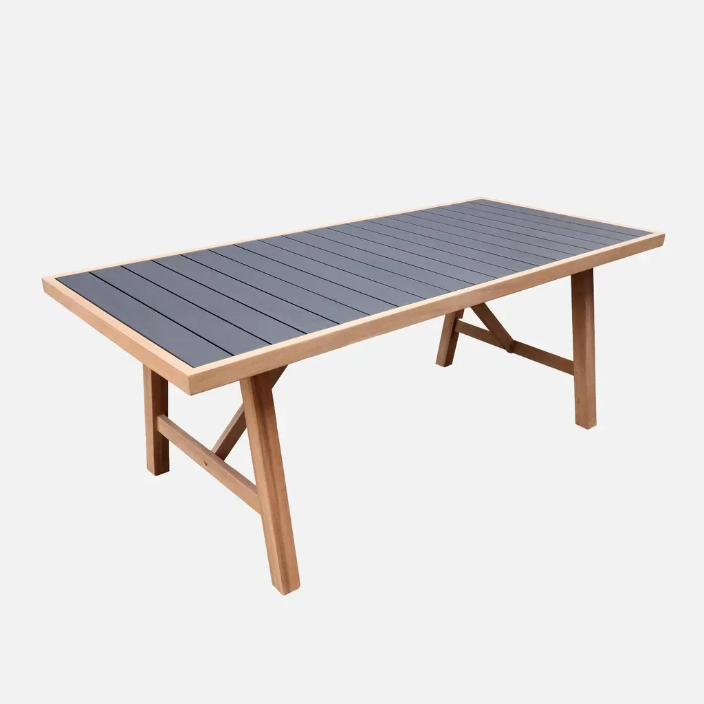 Table d'extérieur 6 personnes hévéa aluminium Eldora jardin