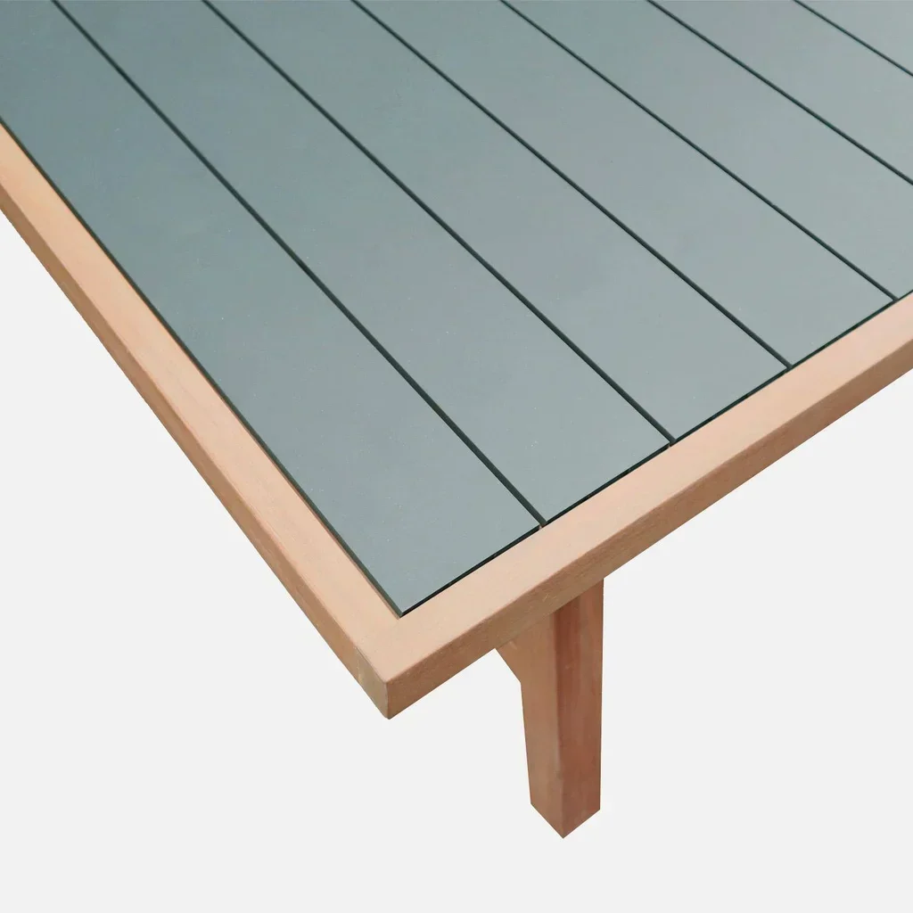 Tavolo giardino 6 persone legno hevea alluminio Eldora