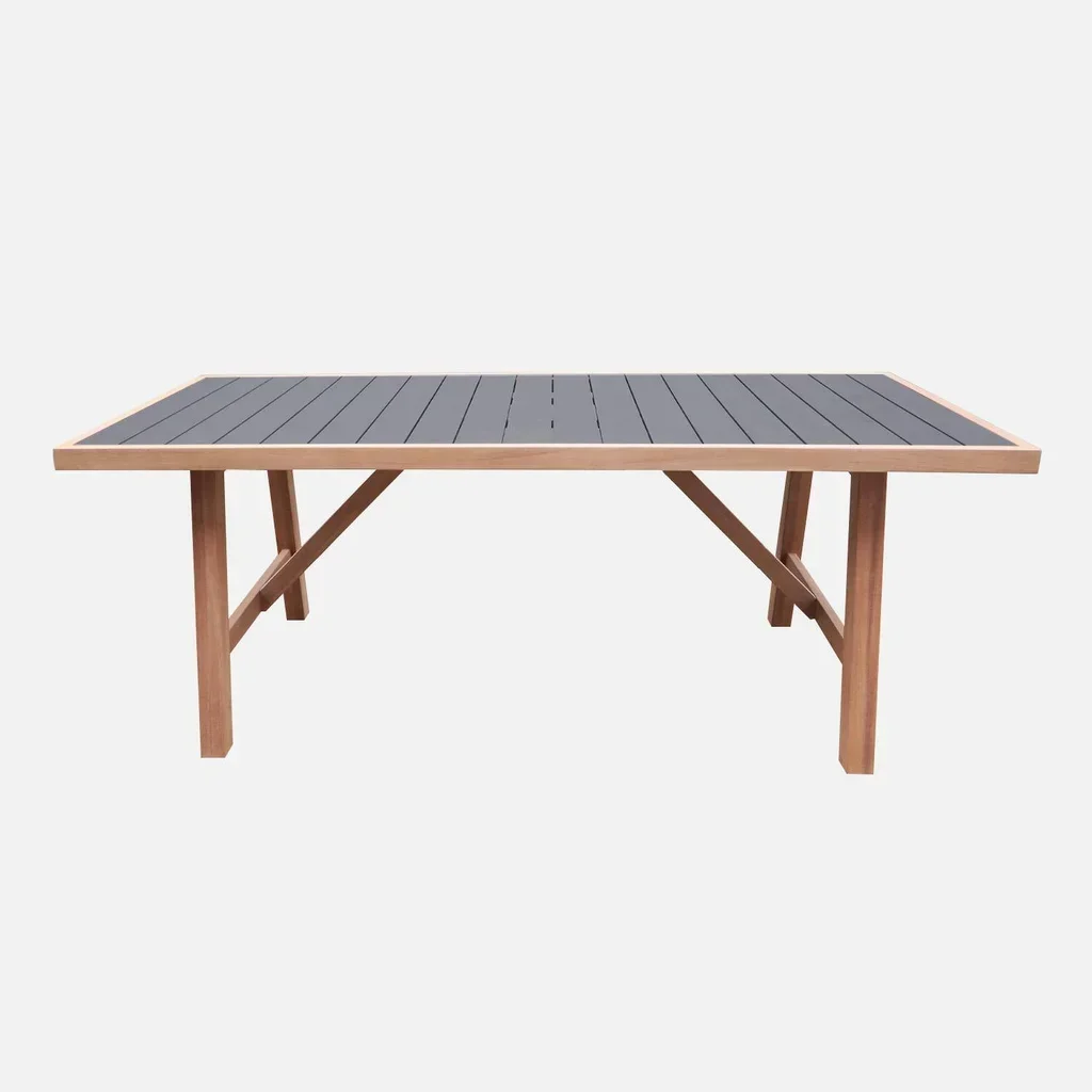 Table d'extérieur 6 personnes hévéa aluminium Eldora jardin