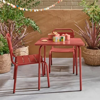 Table enfant métal vert de gris avec 2 sièges intérieur extérieur