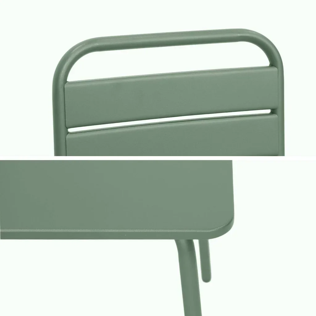Table métal enfant vert de gris 2 chaises jardin extérieur Anna