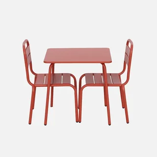 Table enfant métal vert de gris avec 2 sièges intérieur extérieur