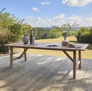 Mesa de jardim eucalipto 8 pessoas 260 cm Loria retangular exterior jantar