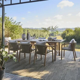 Mesa de jardim eucalipto 8 pessoas 260 cm Loria retangular exterior jantar