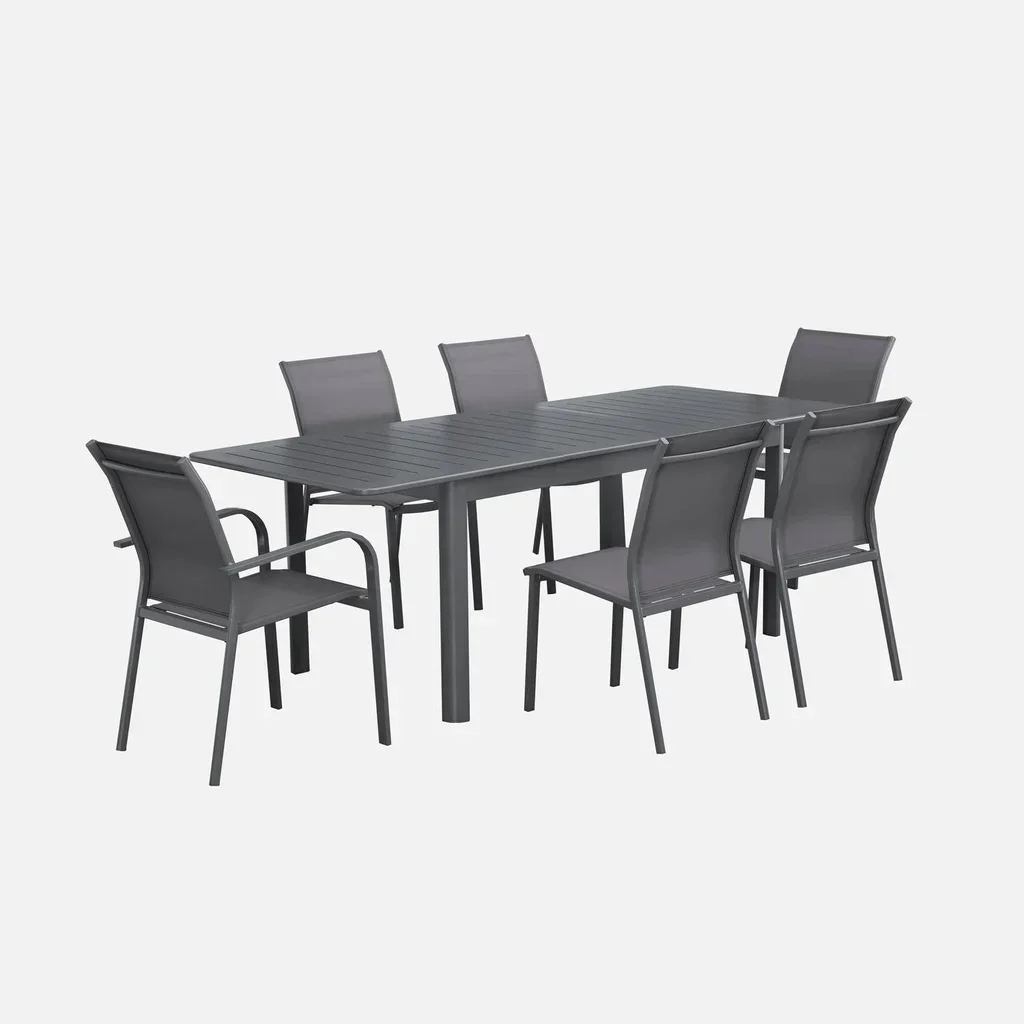 Table extensible aluminium 6 places jardin anthracite Seattle