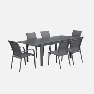 Table extensible aluminium 6 places jardin anthracite Seattle