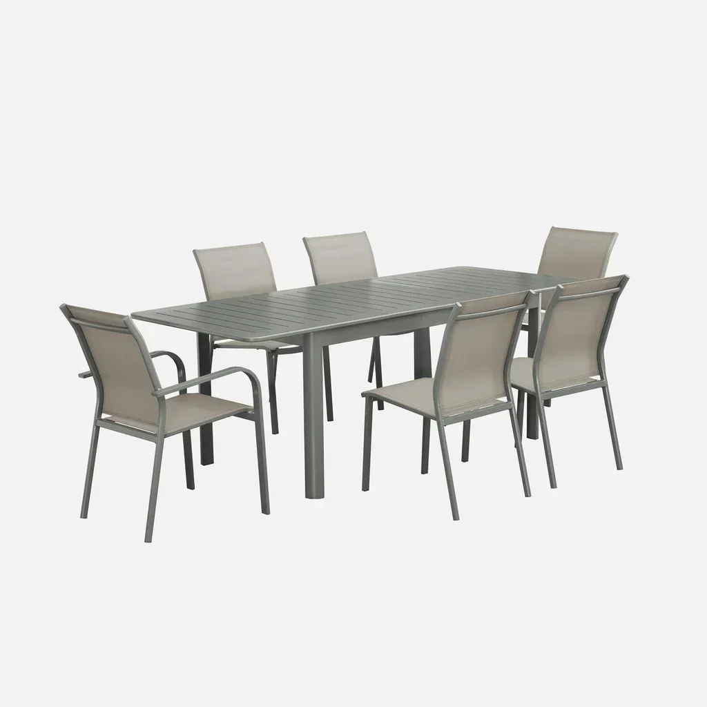 Table de jardin extensible aluminium 6 personnes Seattle anthracite 155-218 cm