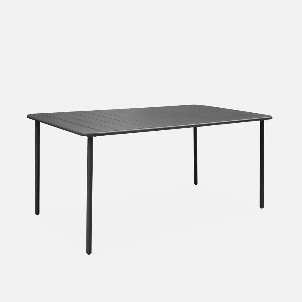 Table de jardin métal Amélia 6-8 places acier antirouille extérieur