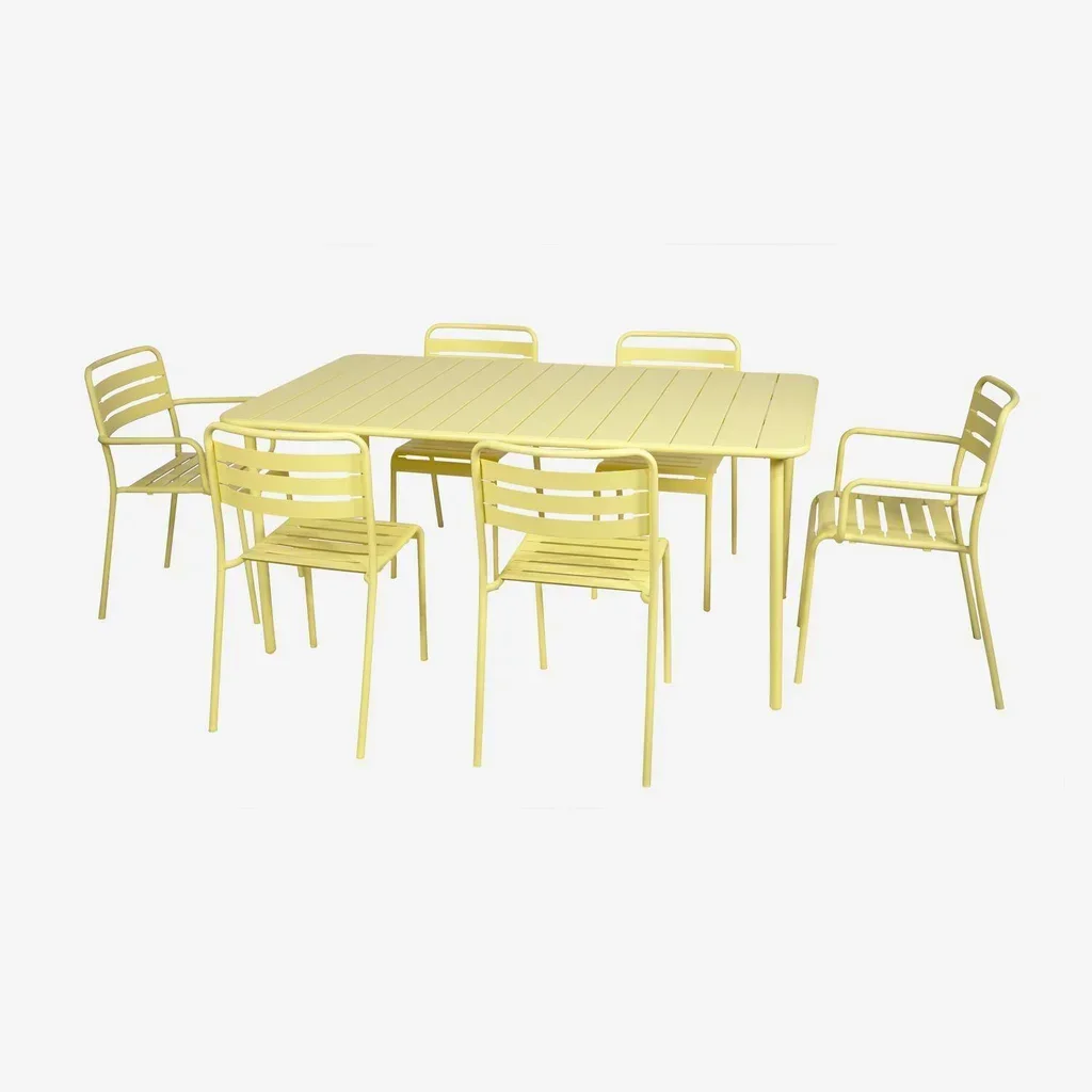 Table de jardin métal 6-8 personnes Amélia bistrot extérieur