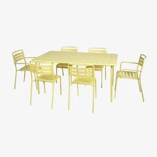 Table de jardin métal 6-8 personnes Amélia bistrot extérieur