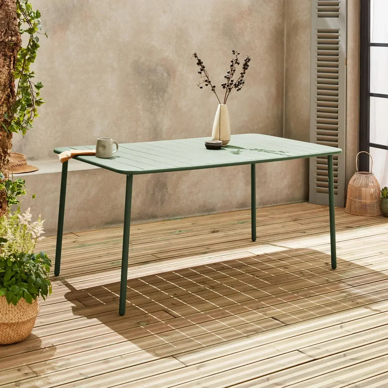 Table de jardin métal 6-8 places Amélia bistrot extérieur antirouille