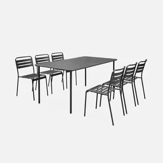 Table de jardin métal Amélia 6-8 places acier antirouille extérieur