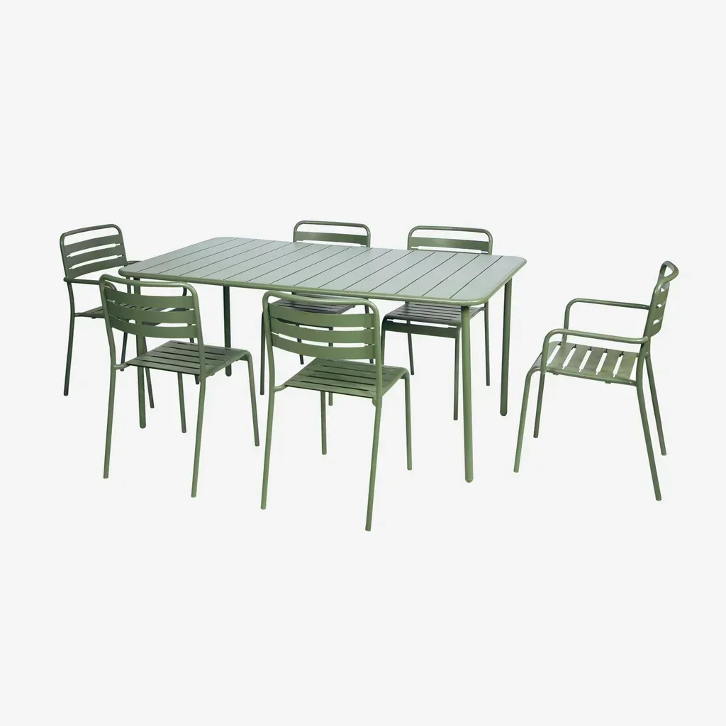 Table de jardin métal 6-8 places Amélia bistrot extérieur antirouille
