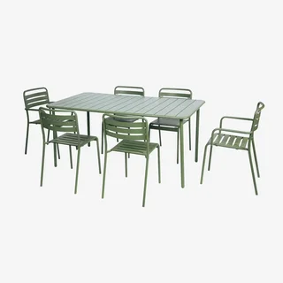 Table de jardin métal 6-8 places Amélia bistrot extérieur antirouille