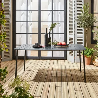 Table de jardin métal Amélia 6-8 places acier antirouille extérieur