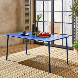 Table de jardin métal Amélia 6-8 places acier antirouille extérieur