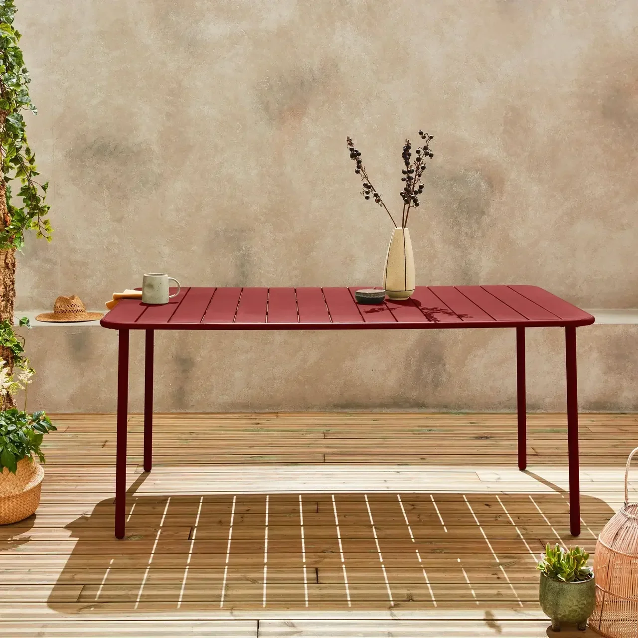 Table de jardin métal Amélia 6-8 places design bistrot extérieur