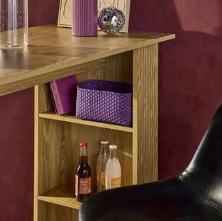 Tall bar table kitchen wood decor storage shelves Wallis
