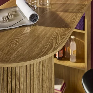 Tall bar table kitchen wood decor storage shelves Wallis
