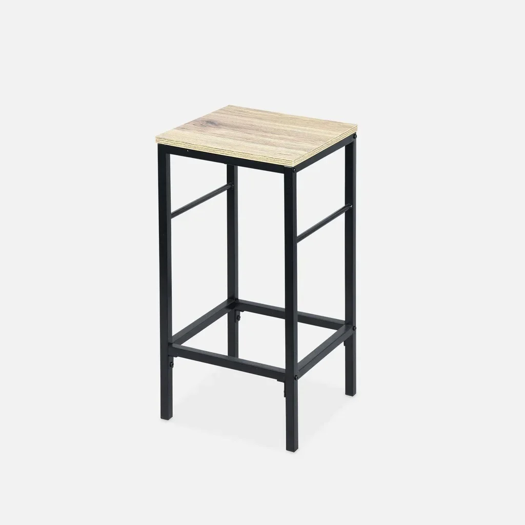 Industrial bar table wood metal 2 shelves 2 stools Loft