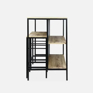 Industrial bar table wood metal 2 shelves 2 stools Loft