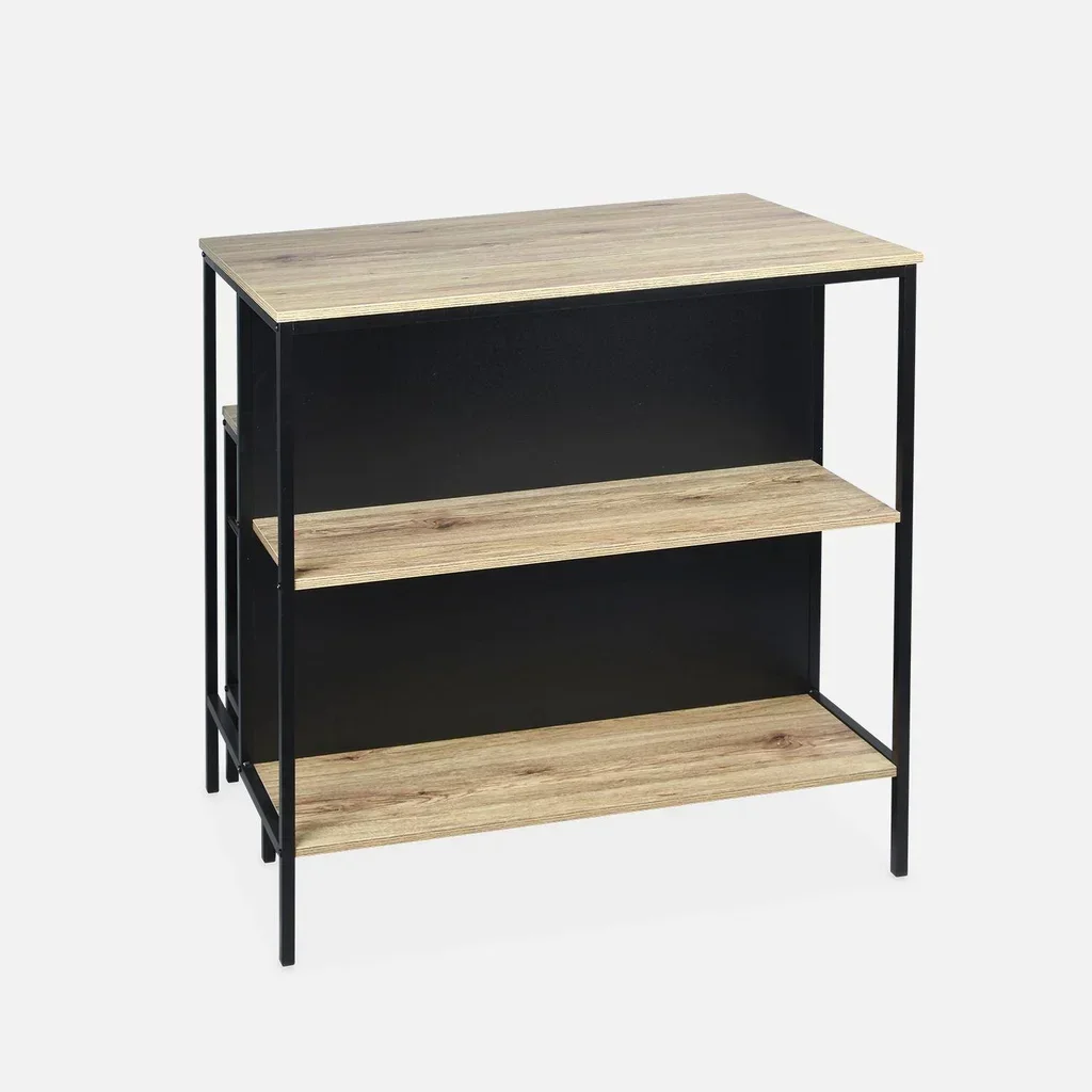 Industrial bar table wood metal 2 shelves 2 stools Loft